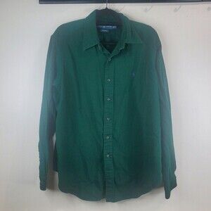 Ralph Lauren classic fit green cotton plaid button up with purple jockey size xl